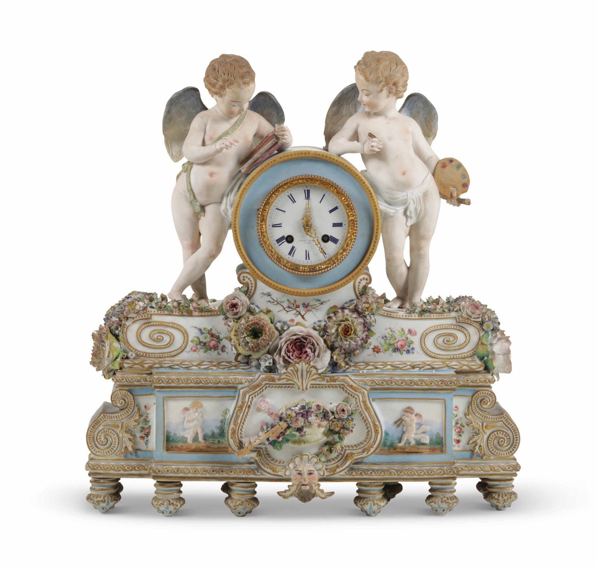 Orologio probabilmente Parigi o Fontainebleau, manifattura di Jacob Petit, metà del XIX secolo Porcellana biscuit