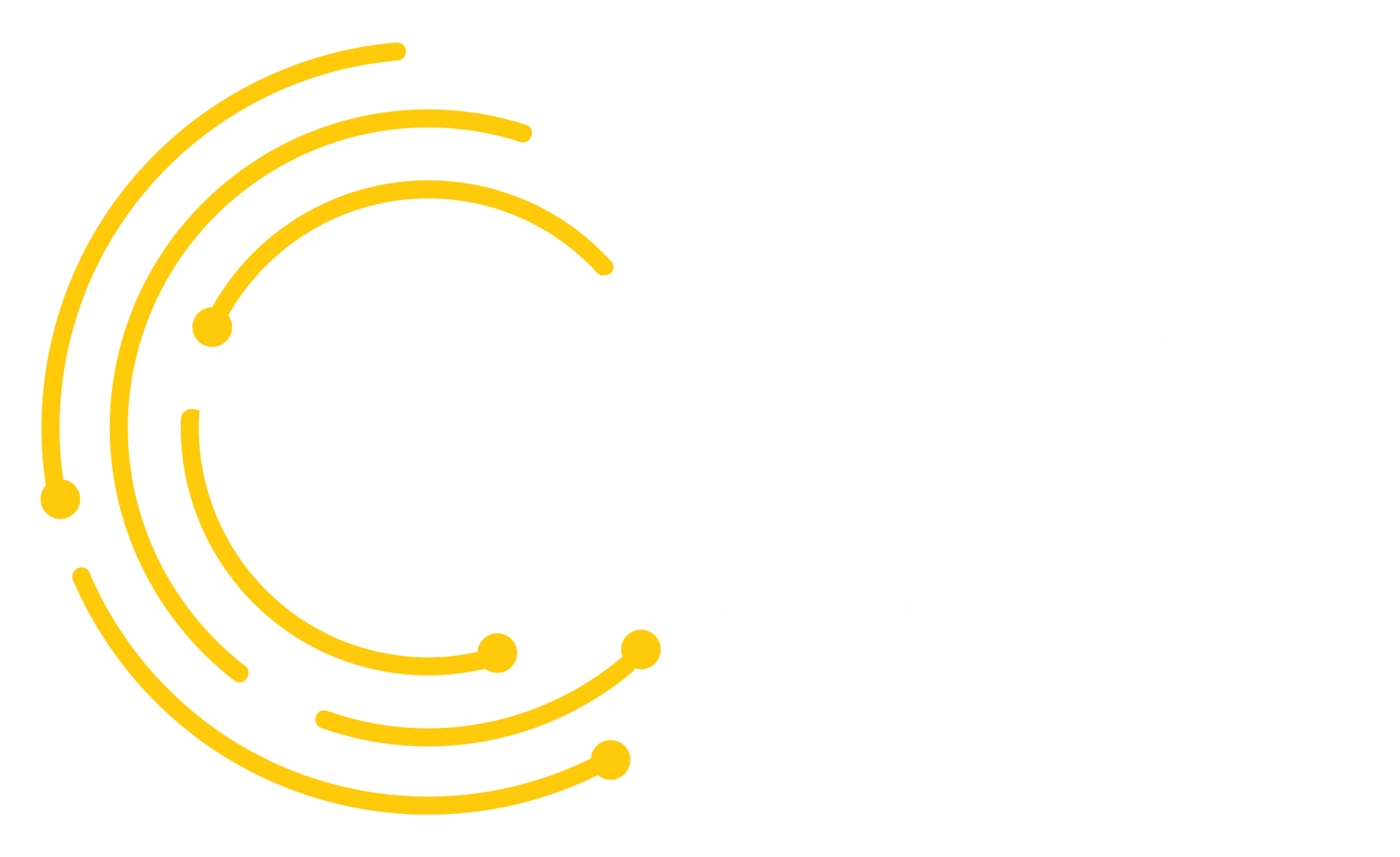 Yellow curved lines with small circles, forming a 
