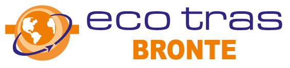 Logo Eco Tras BRONTE con globo arancione e scritta blu a forma di swoosh su sfondo bianco.