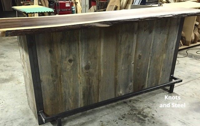 Live edge farm house style home bar