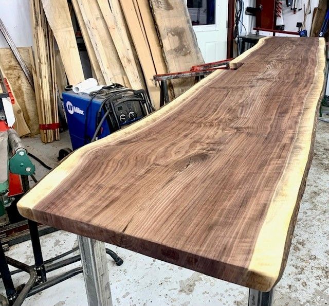Live edge walnut bar top