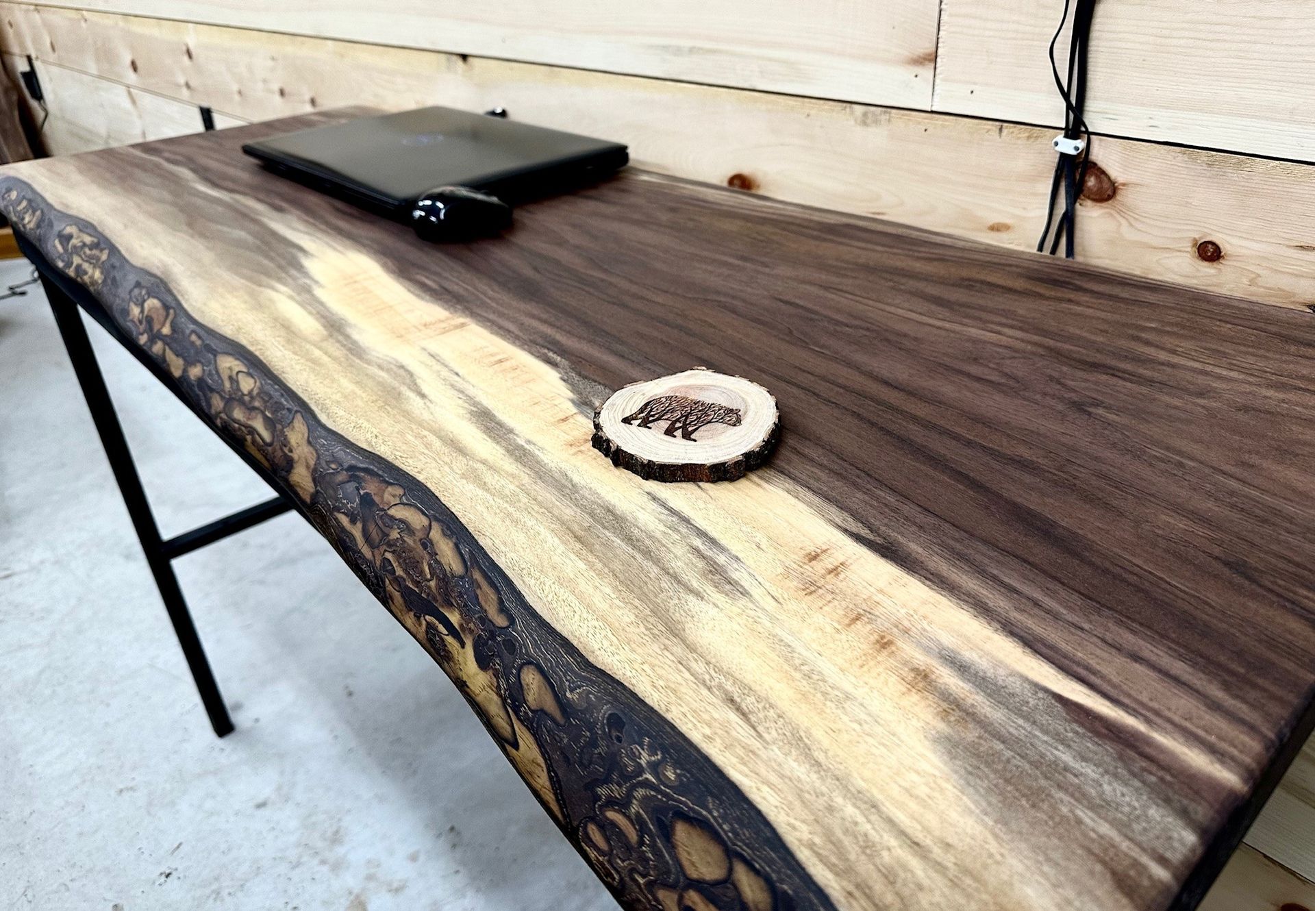 Computer desk. Made with Walnut wood. Laptop Computer desk. Made with Walnut Wood and steel.