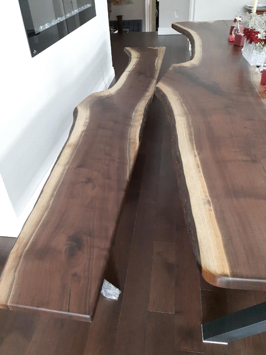 Live edge walnut bench Bench to match table