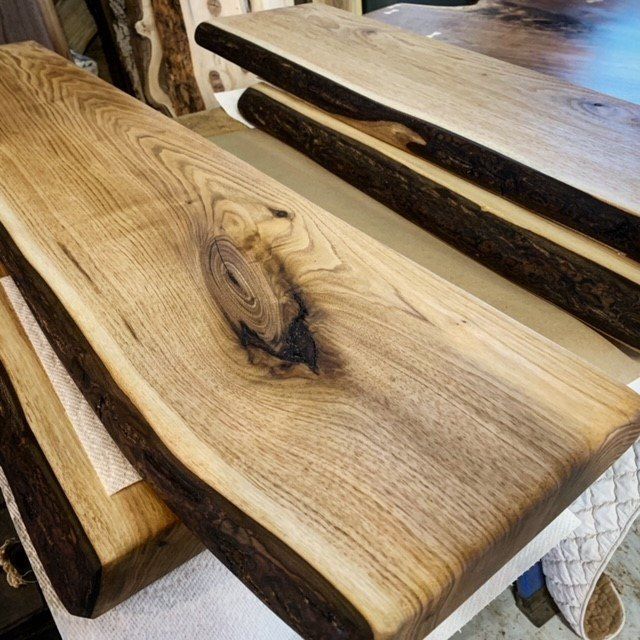 Live edge Butternut floating shelves Live edge Butternut floating shelves