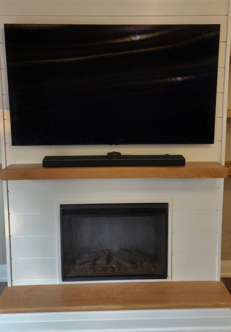 Floating Cherry wood fireplace mantel