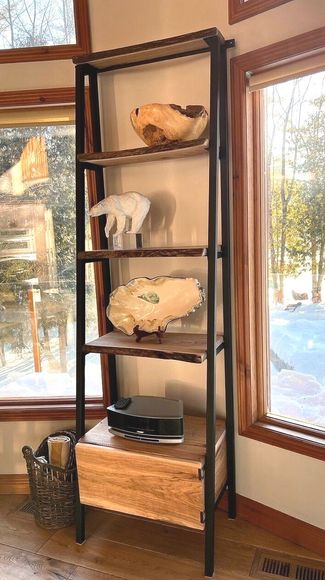 Ladder Shelf with live edge. Made in Canada.