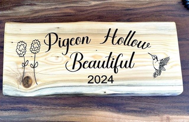 Cedar cottage sign. Pigeon Hollow Park Cottage Sign
