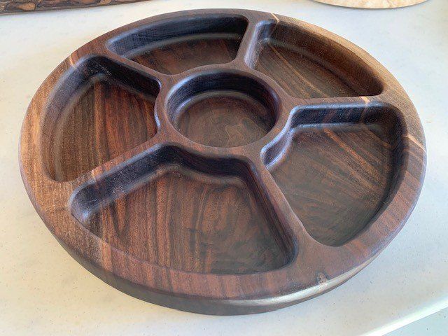 Walnut party platter Black Walnut divided wood party plater