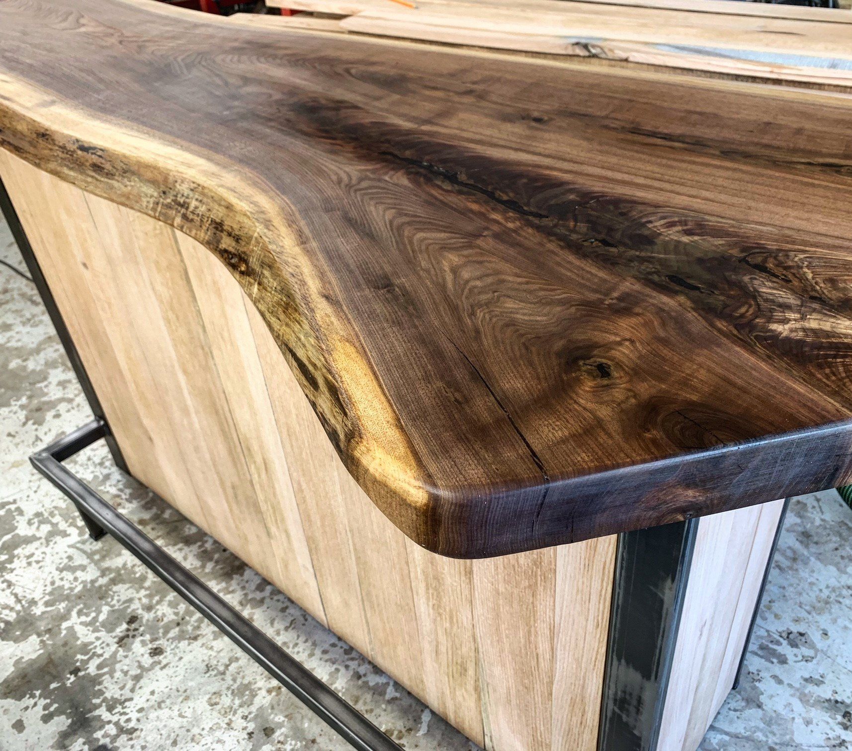 Custom made Black Walnut bar. Kawartha lakes Black Walnut home bar.