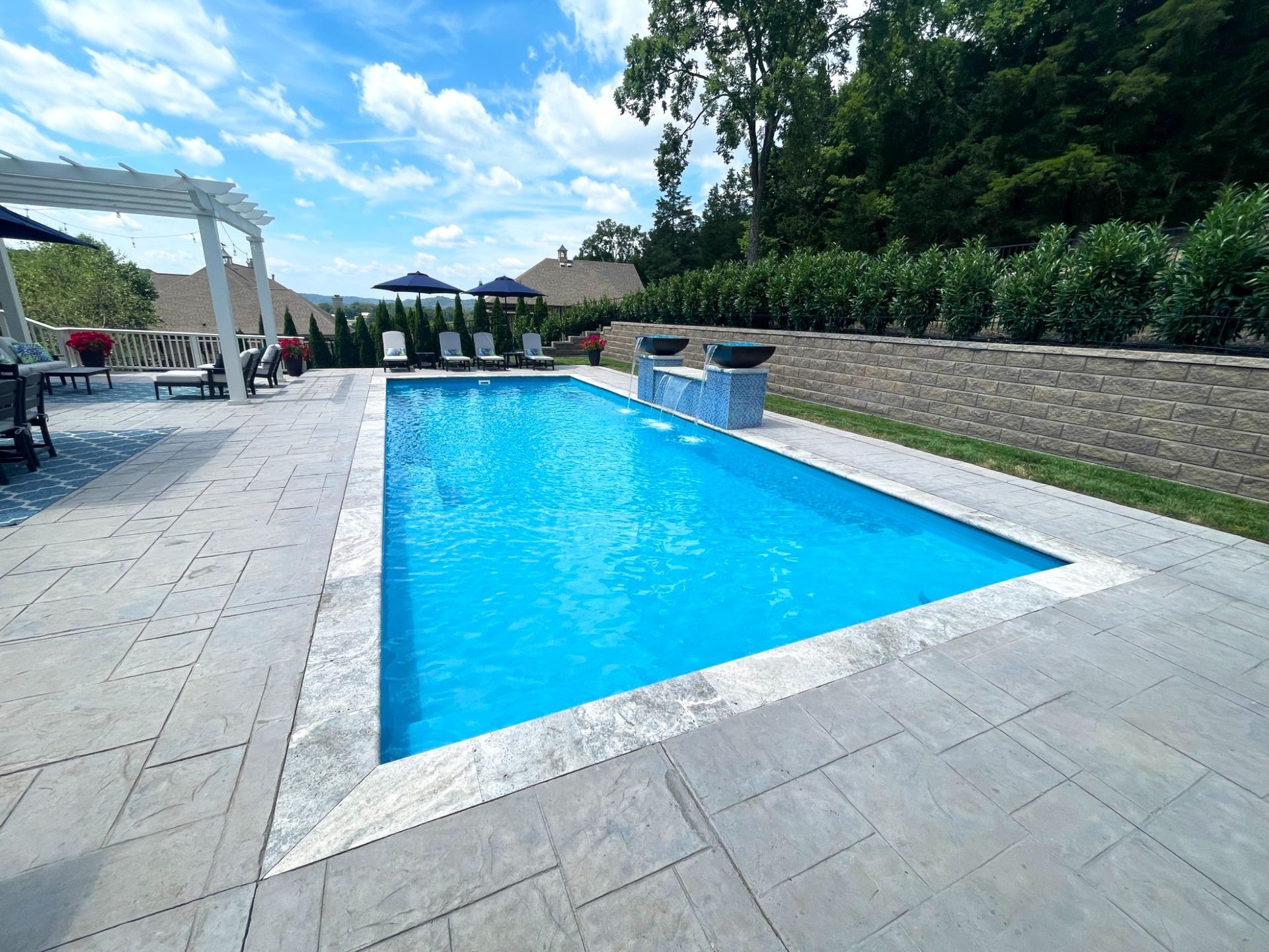 Majestic Swim 16x40 Aspen inground pool with fire and water bowls in Eagleville, TN