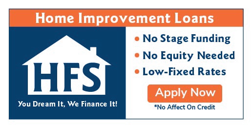 A blue and orange sign for home improvement loans