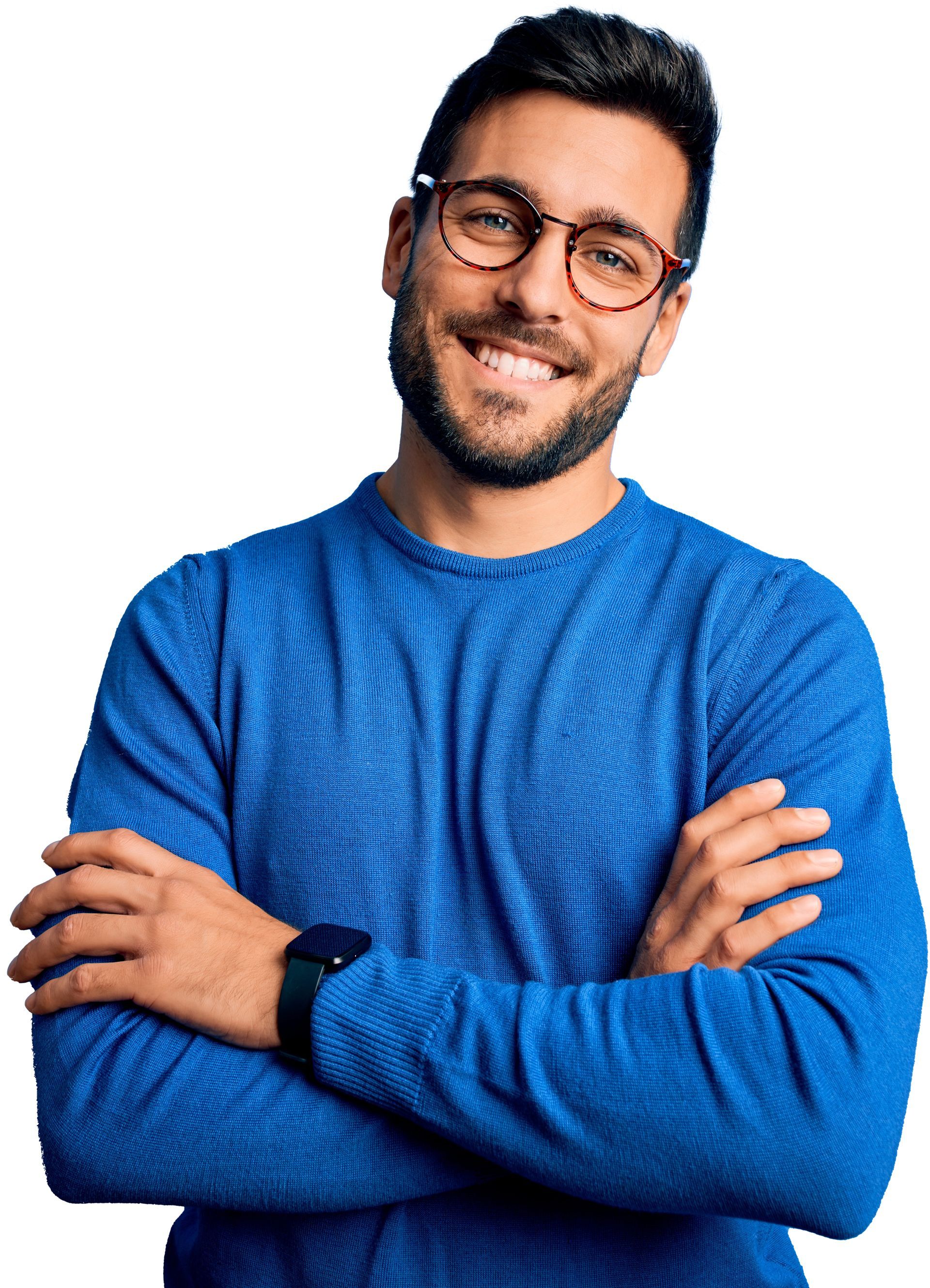 A employee smiling.