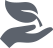 Gray hand holding a leaf-shaped sprout icon
