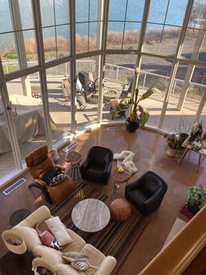 Windows and plants in living area