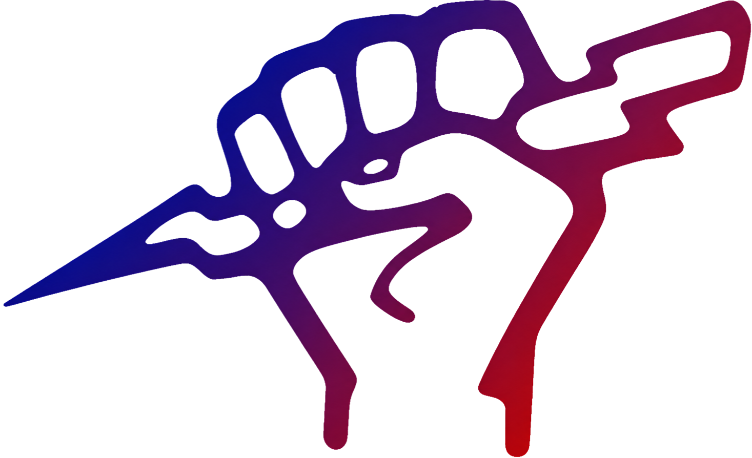 Purple and red clenched fist holding a syringe, symbolizing resistance to drugs