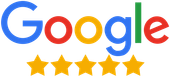Google logo above five gold stars