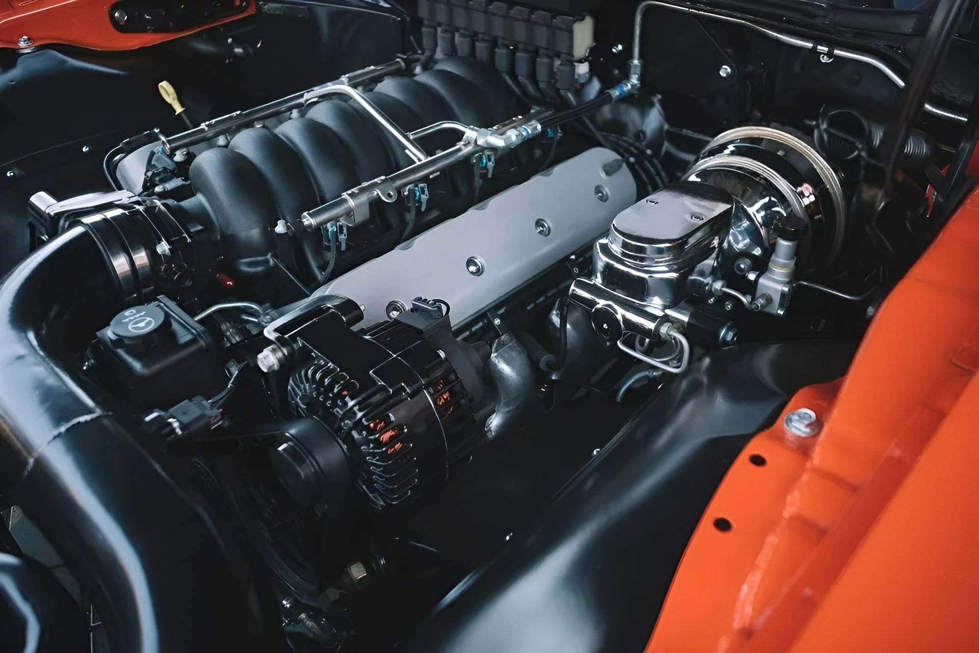 Black Engine Bay with A Polished, Shiny Engine — Precision Tuning in Bungalow, QLD