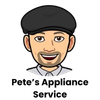 Cartoon logo of a smiling person wearing a black cap, with the text "Pete’s Appliance Service" underneath.