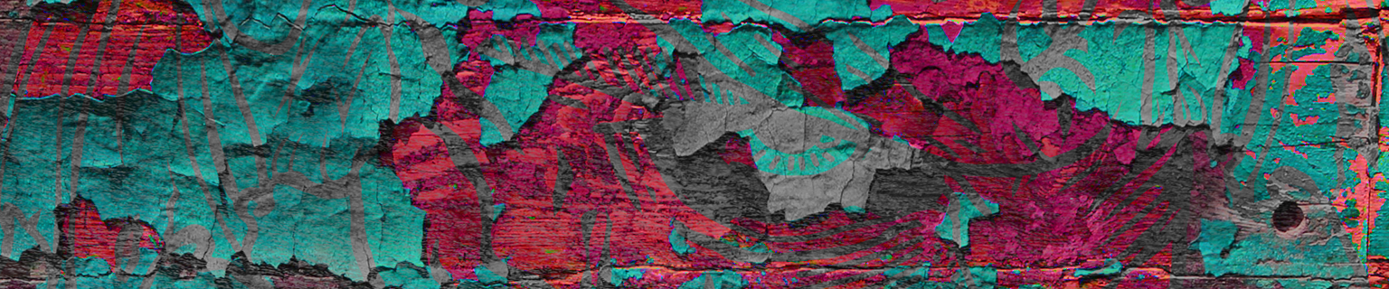 Padrão abstrato texturizado em tons de verde-azulado e magenta com aparência desgastada e semelhante a falhas.