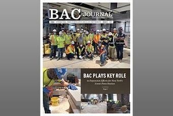 BAC Journal cover: construction workers at a station project. Headline: 