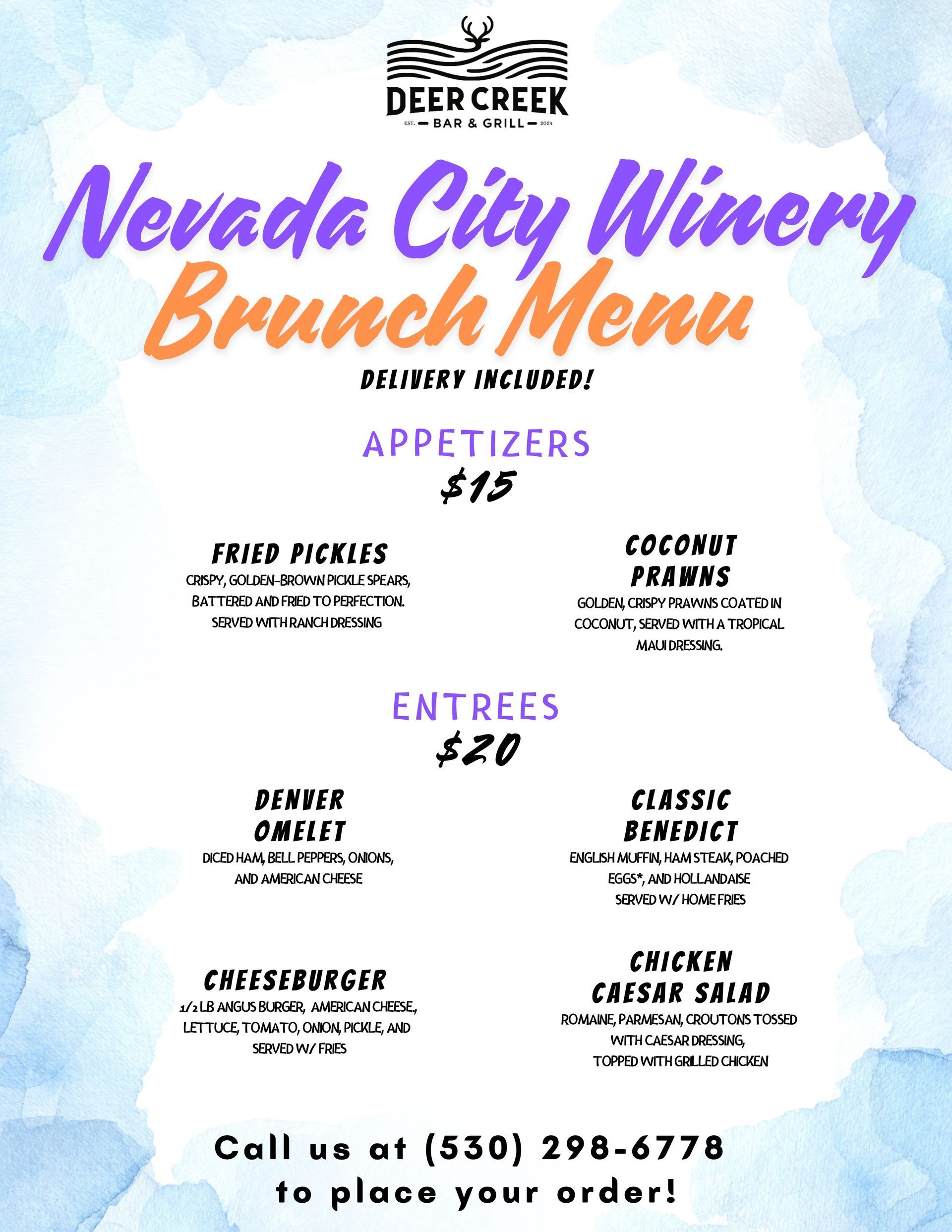 Nevada City Winery Brunch Menu