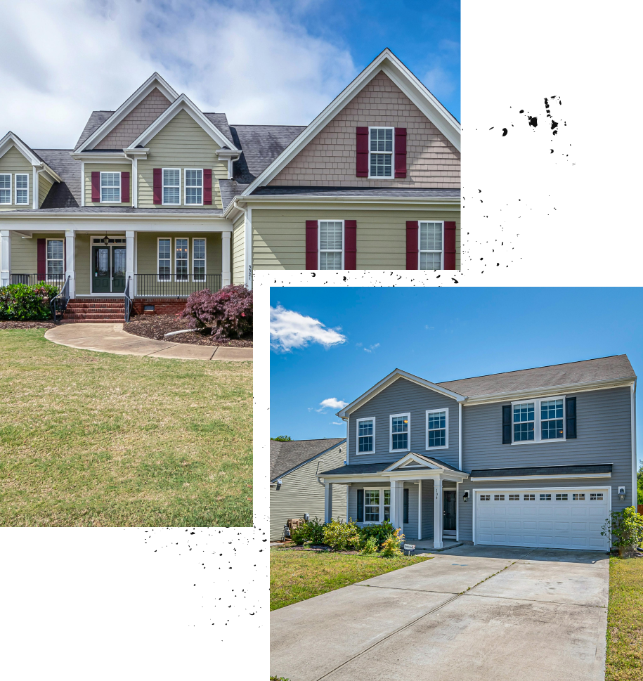 A picture of a house before and after being remodeled