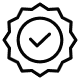 A black and white icon of a check mark in a circle.