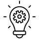 A light bulb with a gear inside of it.