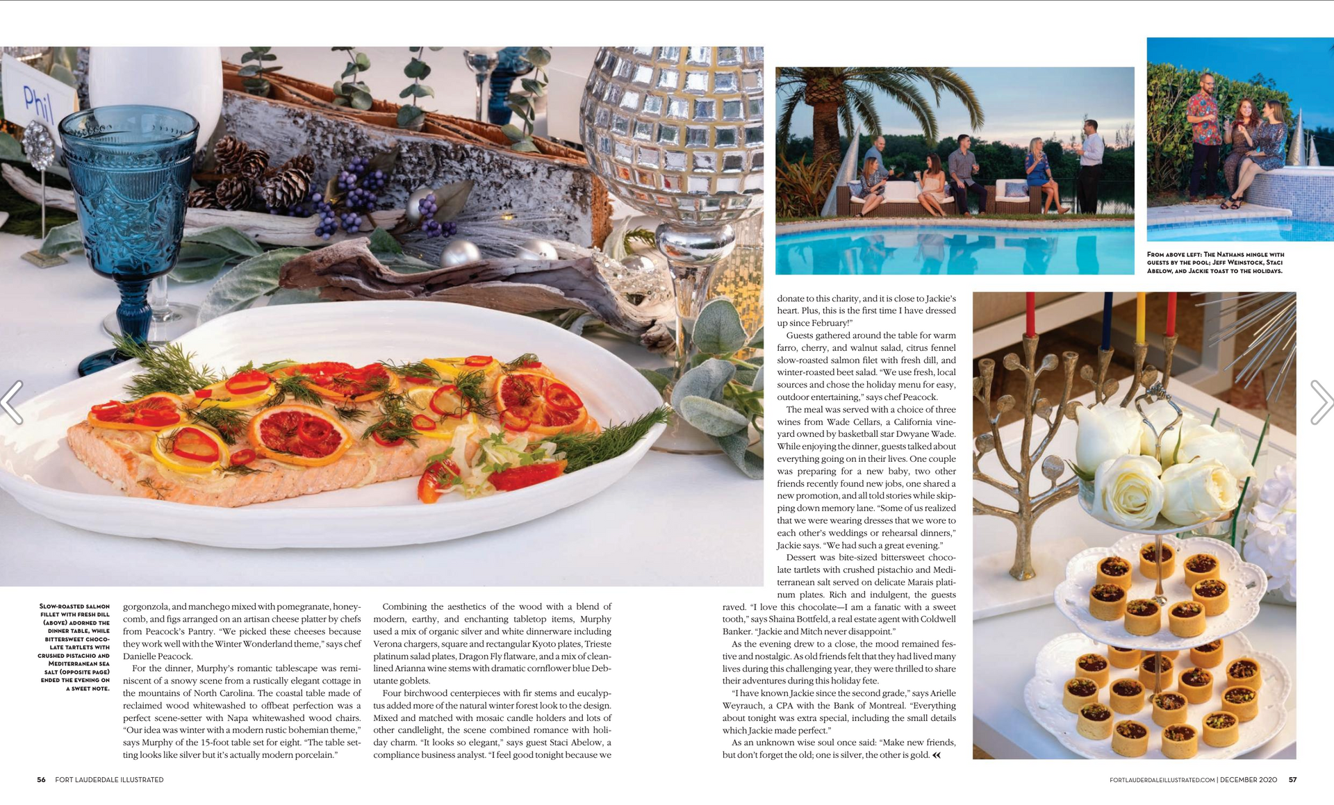 A magazine is open to a page with a plate of food on it.