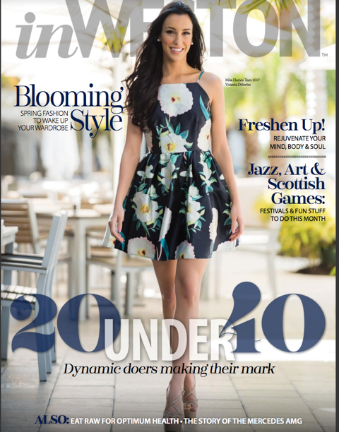 A woman in a dress is on the cover of a magazine