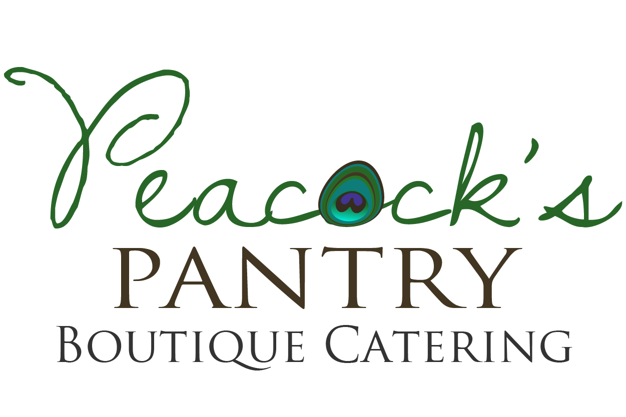 Peacock 's pantry boutique catering logo on a white background