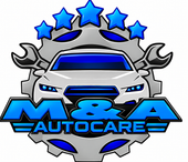 M&A Auto Care logo with a silver car, blue stars, and crossed wrenches