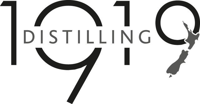 a black and white logo for 1919 distilling