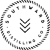 a black and white logo for southward distilling co.