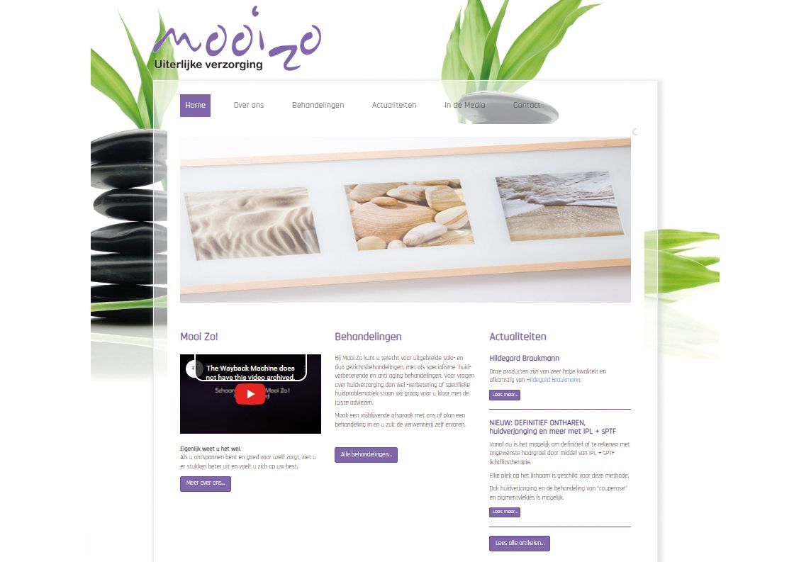 Een website met daarop een afbeelding van een fotolijstje