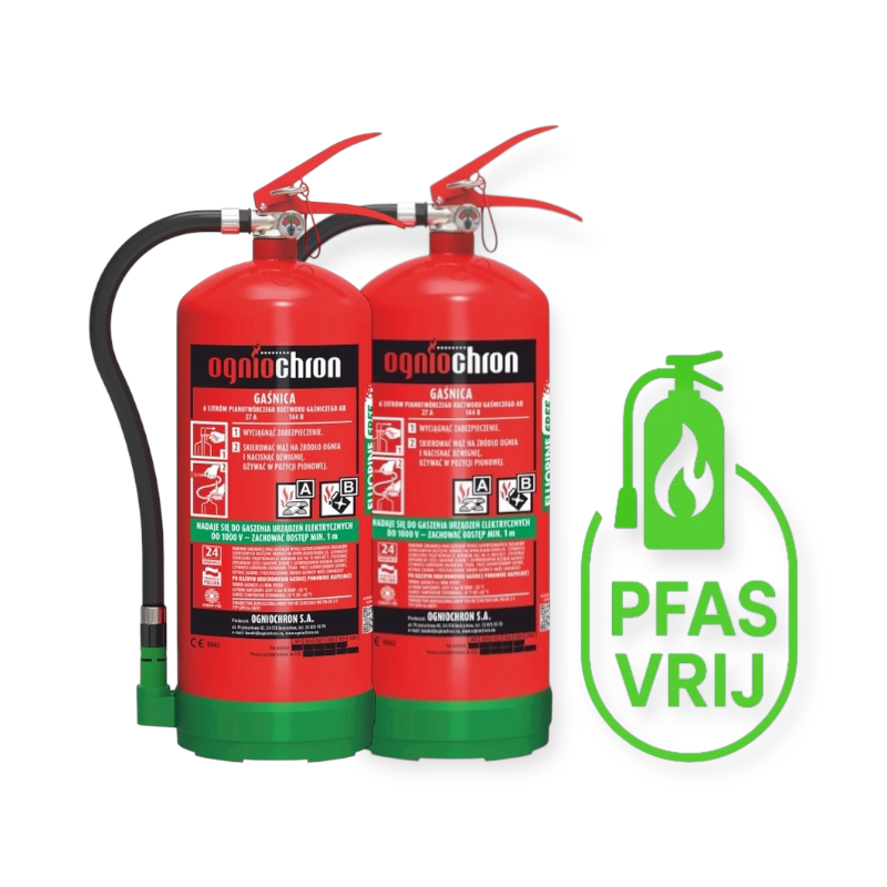 2 x Ogniochron PFAS en Fluorvrij schuimblusser 6 liter brandblussers