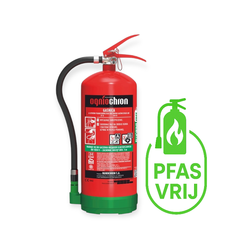 Fluorvrij en PFAS vrij schuimblusser 6 liter brandblusser Ogniochron