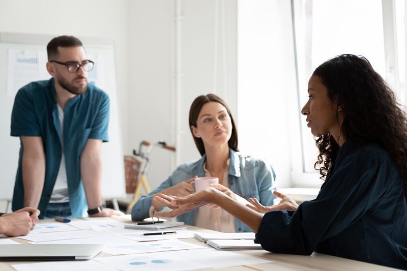 chatting with potential applicant