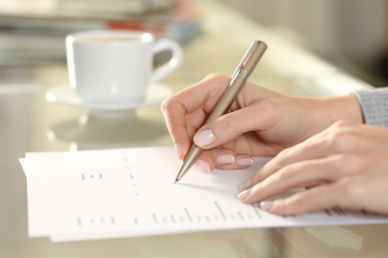 filling out paperwork