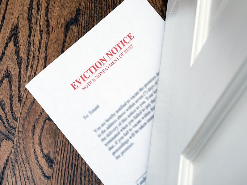 an eviction notice under the door