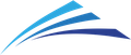 Blue and teal swooping lines form a stylized abstract design.