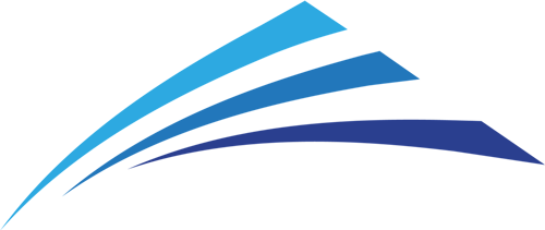Blue and dark blue curved lines forming an arch.