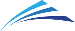 Abstract design of curved blue stripes.