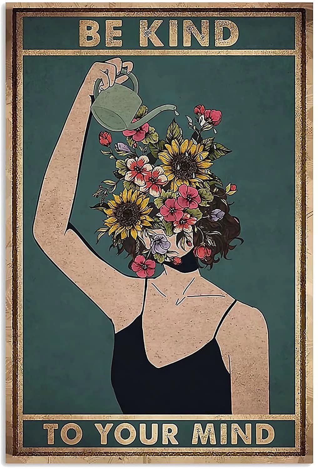 person having a fake garden growing in their mind with flowers coming out