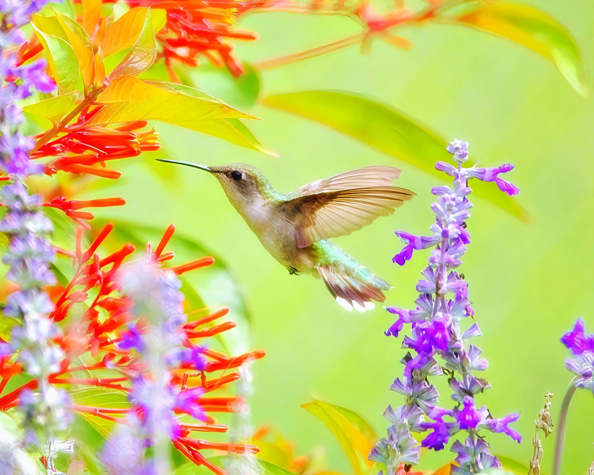 a hummingbird flying around