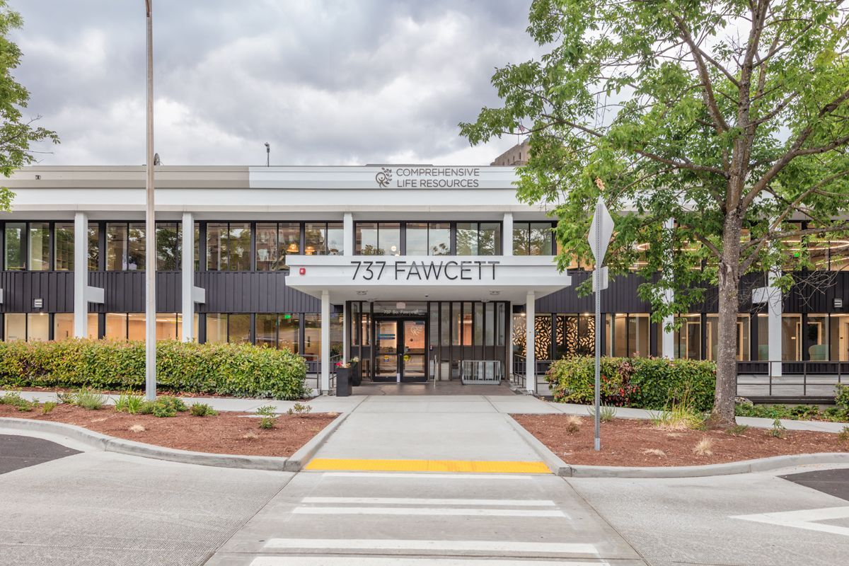 Modern building entrance, 
