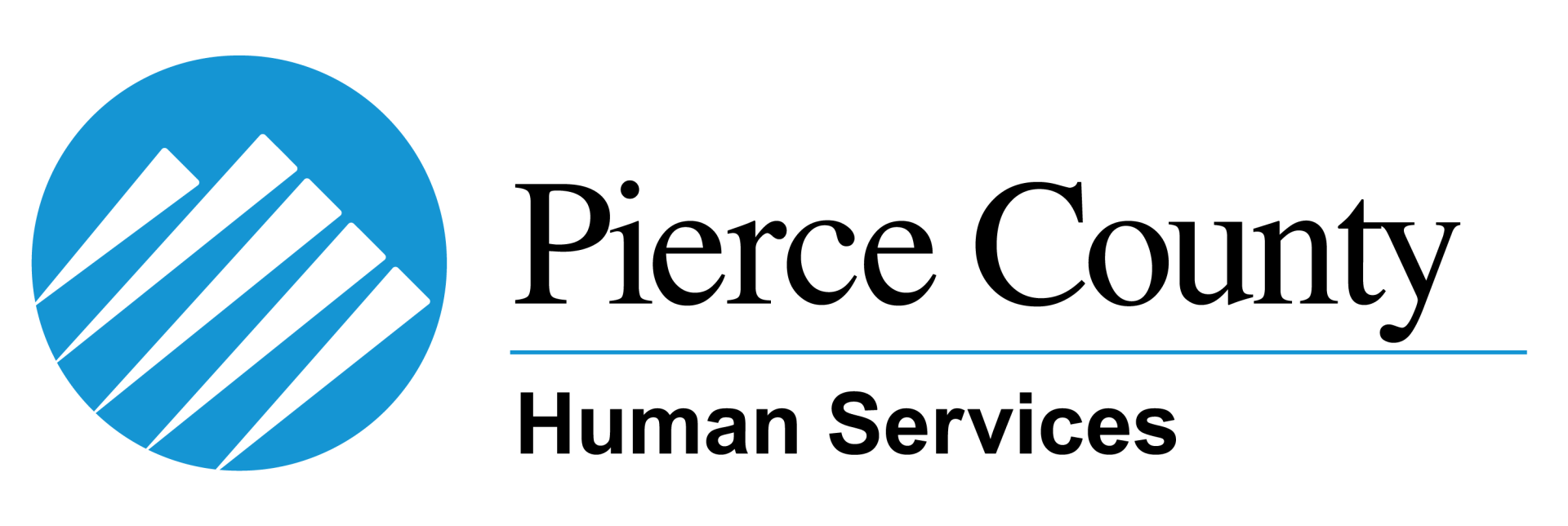 Pierce County Human Services logo with blue circle and stylized mountains.