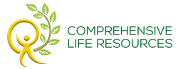 Logo: Yellow figure within a circle, branch with leaves to the right, green text 