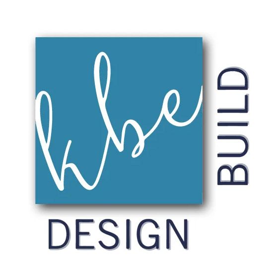 Blue square logo with white script and the words “BUILD” and “DESIGN” around it