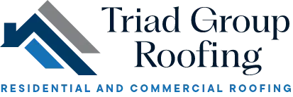 Logo of Triad Group Roofing, with a house icon and text "Triad Group Roofing" and "Residential and Commercial Roofing".